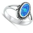 thumbnail image 4 of CHOOSE YOUR COLOR Bali Cocktail Blue Simulated Opal Ring .925 Sterling Silver Band CZ Female Size 7, 4 of 4