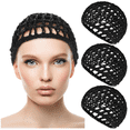 thumbnail image 1 of CUITING 3 Pcs Wig Cap  Thick Long Hair Caps Adjustable Elastic Net Anti-Slip Mesh Braided Weaving Making Crochet Sew Weave Fishnet Part Grip Headband Hat for Women and Girls  3 Colors, 1 of 6
