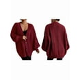 thumbnail image 2 of Women'S 2025 Autumn and Winter Oversized Cardigan Sweater Soft Knit Cardigan Front Button Coat Crimson Red XL, 2 of 6