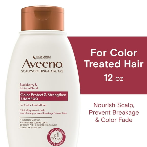 Aveeno Blackberry & Quinoa Strengthening Shampoo for Color-Treated Hair, 12 fl oz