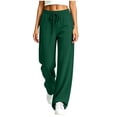 thumbnail image 3 of Axdhxbd Women's Baggy Sweatpants Elastic Waisted Drawstring Wide Leg Sweatpant Loose Casual Solid Color Sweat Pants with Pockets Green 2XL, 3 of 7