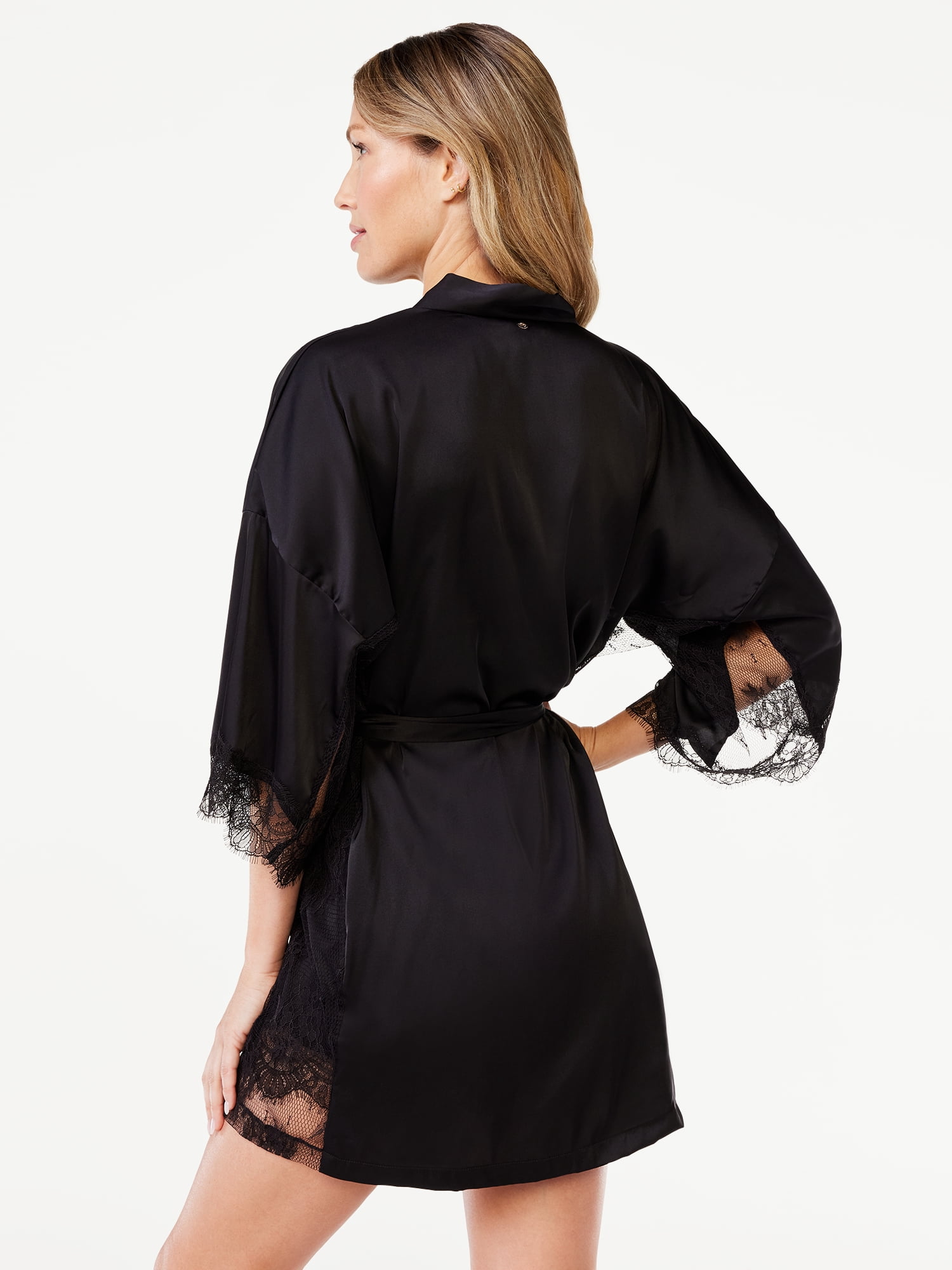 Sofia Intimates Women's Satin Lace Robe