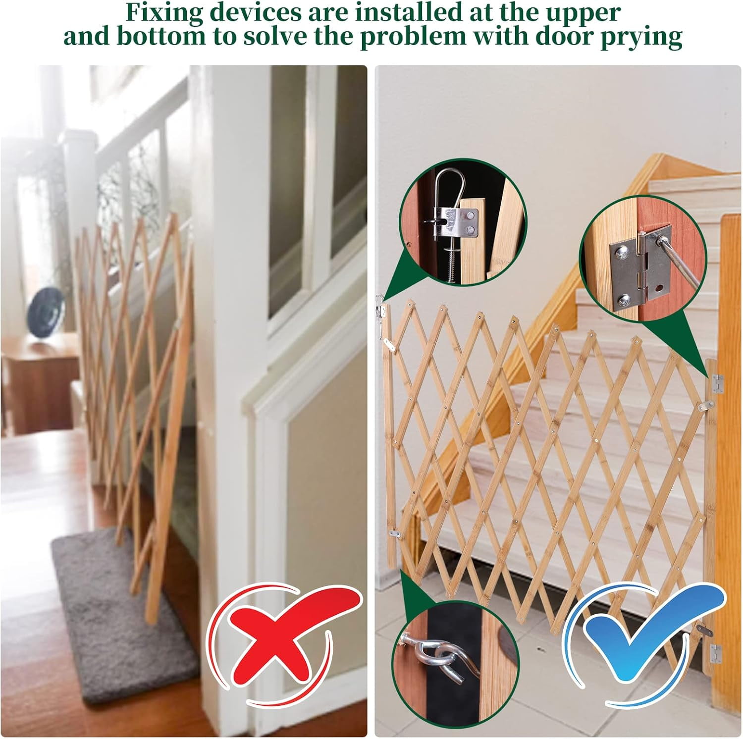 JANLOVE Freestanding Foldable Dog Gates, Adjustable Stylish Wood Design