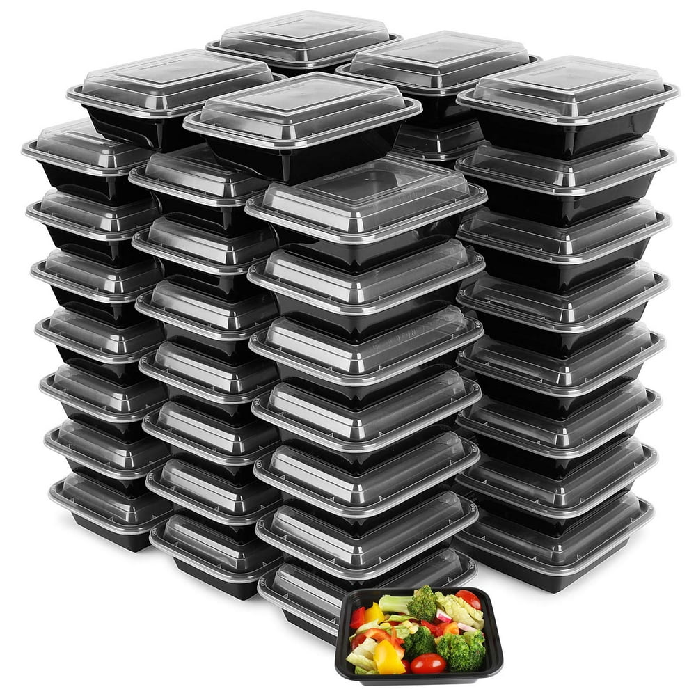 50-Pack Tiny Meal Prep Plastic Microwavable Food Containers Meal