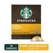 Starbucks By Nespresso Vertuo Coffee Capsules, Starbucks Blonde Espresso Roast, Nespresso Pods, 1 Box (8 Pods)