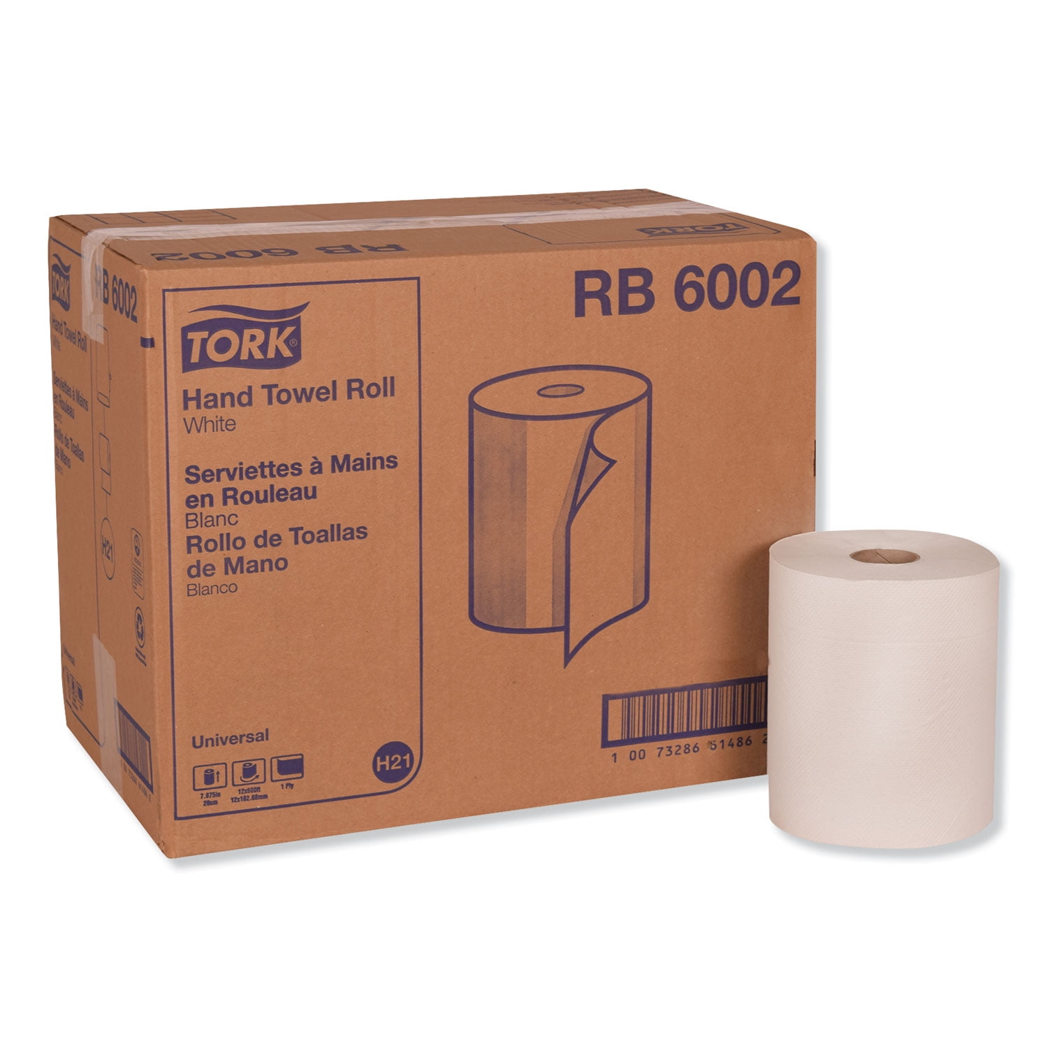 800ft x 7 7/ White 6 Rolls TRKRB8002 Tork Universal Hand Towel Roll