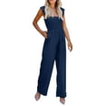 thumbnail image 1 of GDREDA Women Casual Jumpsuit Spring Summer Ruffled Straps High Waist Jumpsuit Solid Color Jumpsuit Wide Leg Trousers Jumpsuit Lace Jumpsuits for Women Evening, 1 of 5