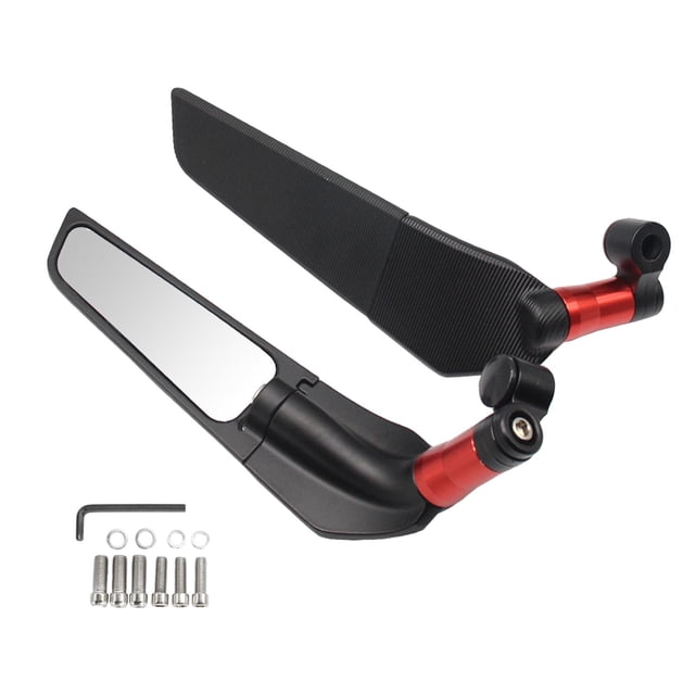 Espejos laterales giratorios de ala de viento universales para motocicleta CNC, accesorios profesionales fáciles de instalar, alto rendimiento Premium , ROJO Sunnimix Espejos retrovisores laterales