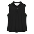 thumbnail image 4 of WTOBBY Women's Solid Color Lapel Button Sleeveless Vest Casual Top, Summer Fashion Polo Style, Lightweight and Breathable, Ideal for Casual or Active Wear,Black S, 4 of 5