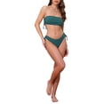 thumbnail image 2 of INSPIRAR CHIC Conjuntos de Bikini de Dos Piezas para Mujeres con Tirantes de Banda y Lazo Lateral, Parte Superior Sin Tirantes y Parte Inferior Triangular, Trajes de Baño en Verde Oscuro, 2 of 5