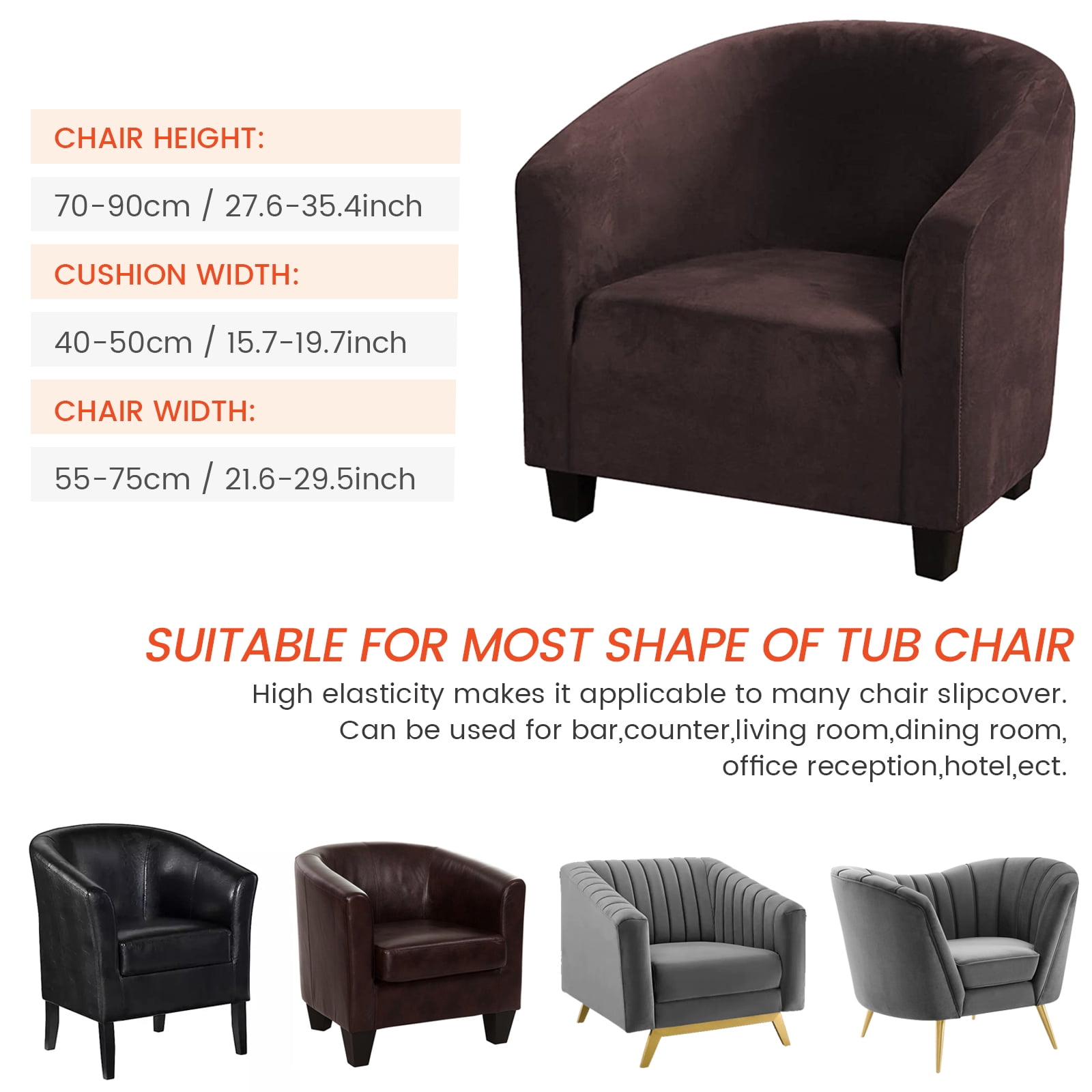 CJC Stretch Velvet Sofa Cover Club Chair Slipcover Plush Chair Covers, Spandex Elastic Armchair Couch Cover Sofa Furniture Protector for Bar Counter Living Room Internet Cafes Hotel