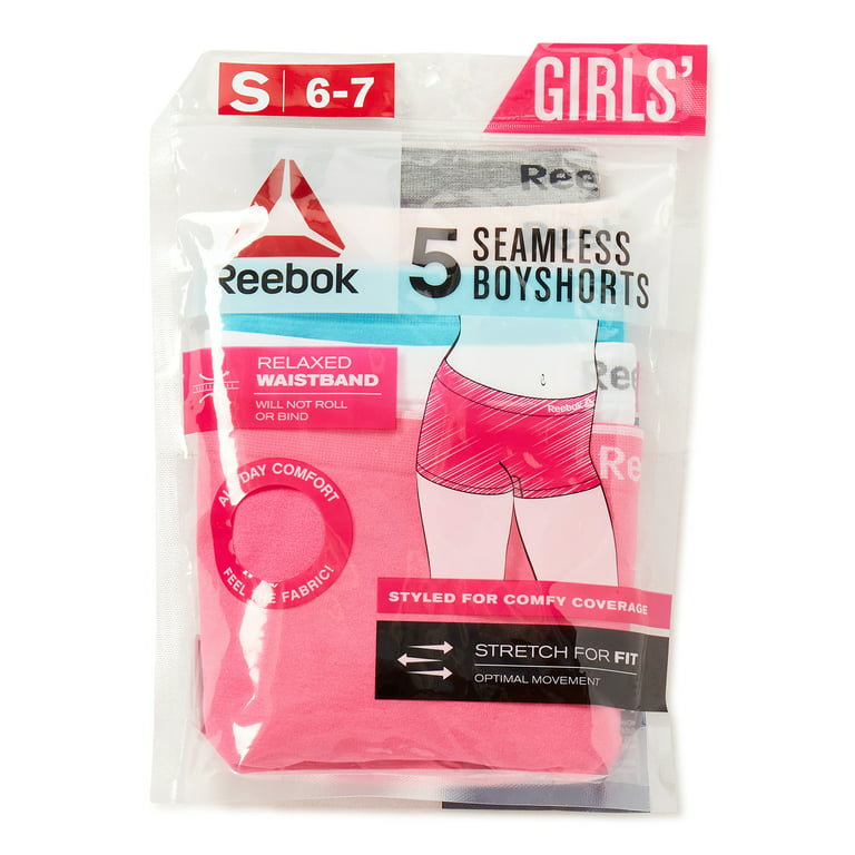 Reebok Girls Seamless Boyshort, 5 Pack, Sizes S-XL 