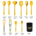 thumbnail image 2 of Juego de 11 utensilios de cocina de silicona: resistentes al calor, incluye espátula, volteador, pinzas, cuchara y batidor. Sin BPA, aptos para lavavajillas y antiadherentes (amarillo)., 2 of 5
