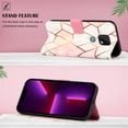 thumbnail image 3 of Allytech Moto E7 Case Wallet,Stylish Marble Case for Girls Women Folding Kickstand Full Body Protection Shockproof Cards Pocket Wrist Strap Wallet Cover for Motorola Moto E7 - Grid Marble, 3 of 7