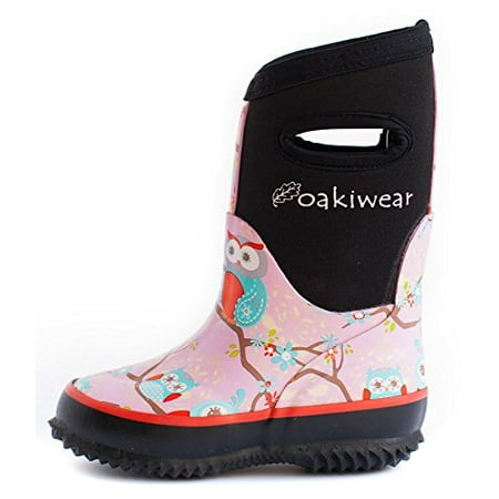 Oakiwear Kids Rain Boots For Boys Girls Toddlers Children, Perched Owls