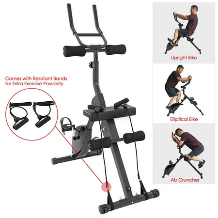 Xspec 3-in-1 Exercise Bike with Ab cruncher, Elliptical and Upright bike features for indoor cardio cycling
