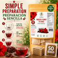thumbnail image 2 of Hibiscus(Jamaica) Premium Flowers Tea Bags – 50 Count (2 g Each) – 100% Natural – Vacuum-Sealed for Freshness – Non-GMO, Sugar-Free, Gluten-Free, Caffeine-Free – Tart & Refreshing Hot or Iced Tea, 2 of 9