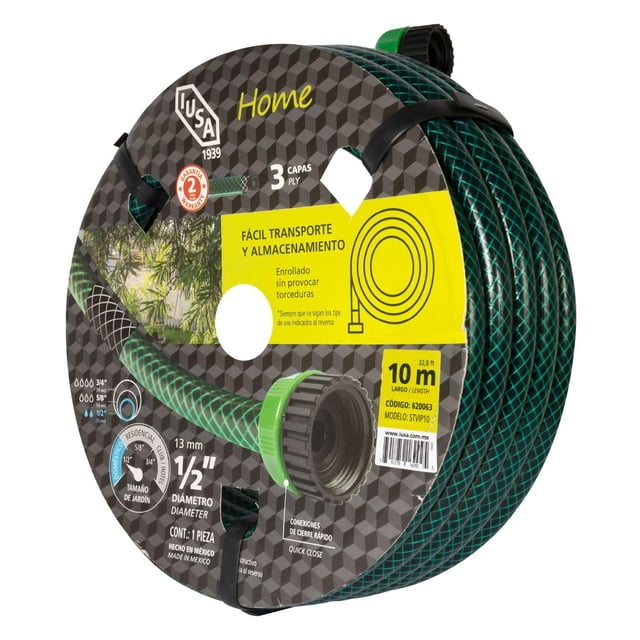 Manguera 10 m IUSA Home Tricapa 1/2" con Conexiones Plásticas Verde