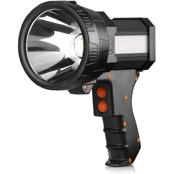 IBAOIBAOLEA A Projecteur rechargeable, Spots à main Grande lampe de poche  6000 lumens Lampe de poche légère et super lumineuse (Aluminium_Alloy  Black) Aluminium_alliage Noir 