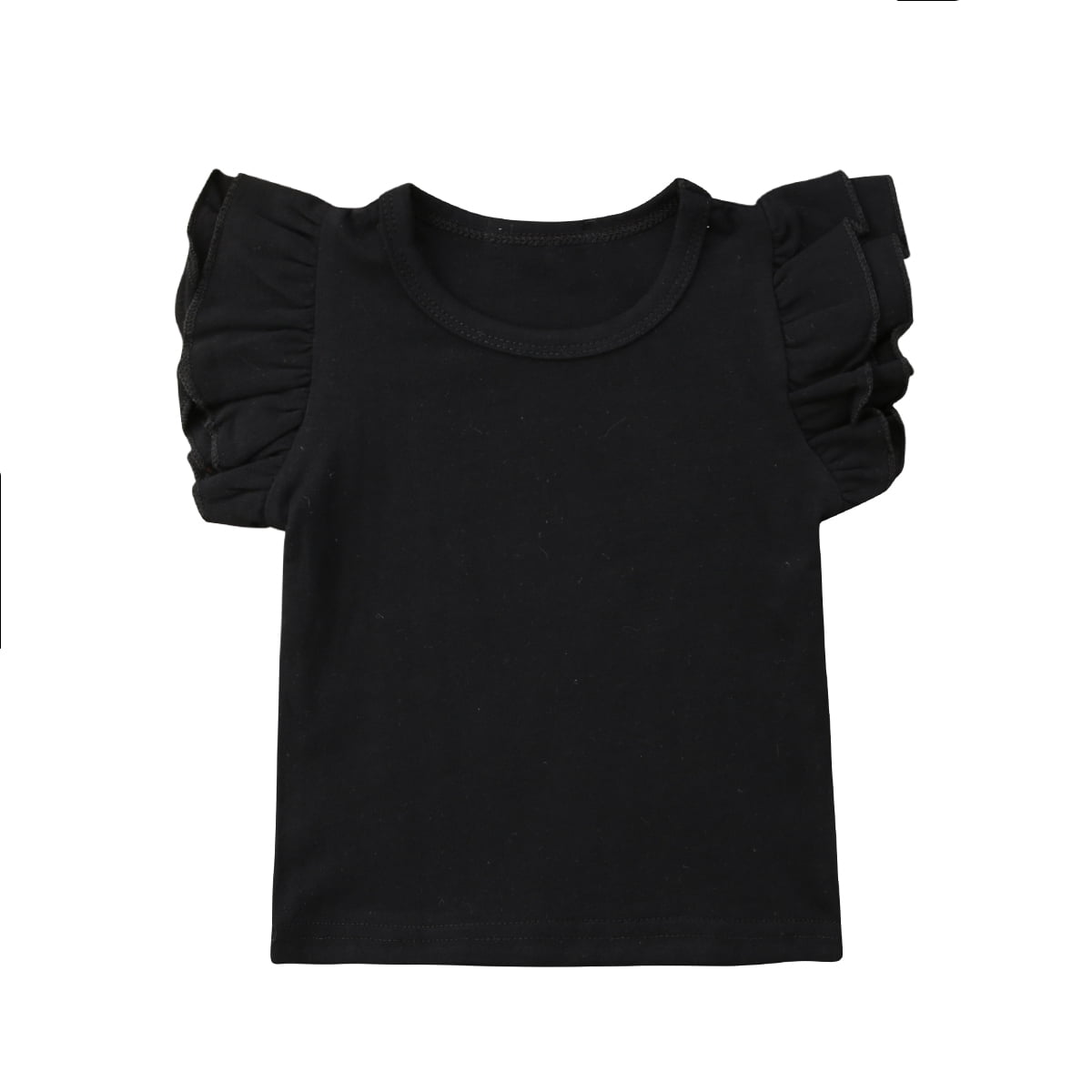 Toddler Girls Ruffle T-Shirt Eat Sleep Wakeboard Short Sleeve 2-6T