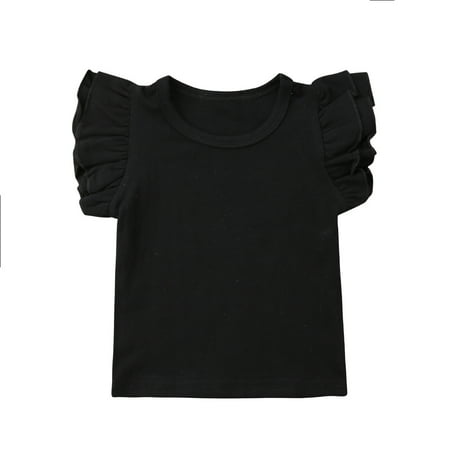 

Toddler Baby Girl Basic Plain Ruffle Cotton T Shirts Tops Tee Blouse Shirts Baby Girl Clothes