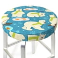 thumbnail image 3 of Picia Cute Polar Bear Fishing Pattern Round Stool Covers Comfy Seat Covers Stretch Removable Washable Chair Slipcover Round Bar Chair Cushion Cover-12 inch, 3 of 7