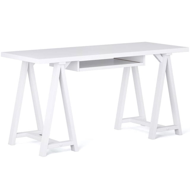Allora 60" Soild Wood Modern Industrial Computer Desk in White