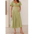 thumbnail image 5 of Women's Sweetheart Neck Puff Sleeve Dress with Ruched Cutout Pockets for Everyday Wear Flattering Fit 100% Cotton, 5 of 28