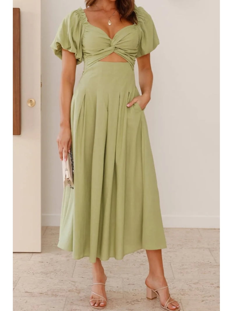 cotton sweetheart dress Unique Vintage Green Ditzy Floral Sweetheart Cotton Swing Dress