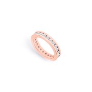 Fine Jewelry Vault UBAGVRRD100CZ1413 1 CT CZ Eternity Band in 14K Rose Gold Vermeil First & Second Wedding Anniversary, 32 Stones