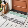 thumbnail image 5 of Area Rug 2x3ft Herringbone Pattern Carpets Indoor Floor Area Mat Doormat Entrance Mat Rugs for Entry Living Room Dining Room Kitchen Bedroom, Vintage Turquoise Ombre Grey Sofa Throw Carpet, 5 of 9