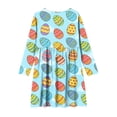 thumbnail image 5 of Xdegoge Classic Kids Girls Easter Dress Cute Bunny Egg Graphic Printed Tween Summer Sundress Knee Length Swing Long Sleeve Spring Holiday Event Outfit Casual Daily Play Wear for Teen, 5 of 7