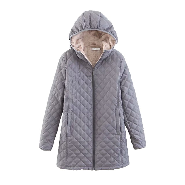 B91xZ Women's Plus Size Fleece Jacket Mid Length Warm Heavy Jackets Thickened Windproof Outerwear,Gray XL