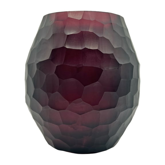 Bergamo Art 7" High Decorative Handmade Glass Purple Cutting Flower Vase