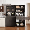 thumbnail image 3 of JULY'S SONG 71" Tall Kitchen Pantry Storage Cabinet with Doors & Shelves, Freestanding Kitchen Hutch Cabinet with Drawer and Open Countertop, for Dining Room, Living Room, Black, 3 of 9