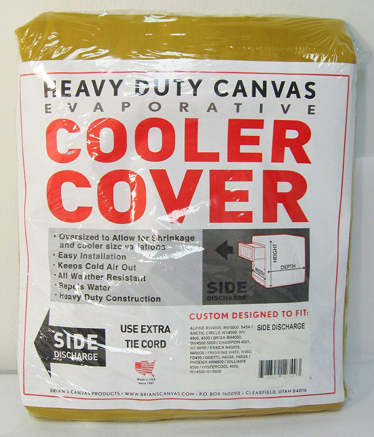 34"W x 34"D x 36"H Side Draft Heavy Duty Canvas Cover for Evaporative