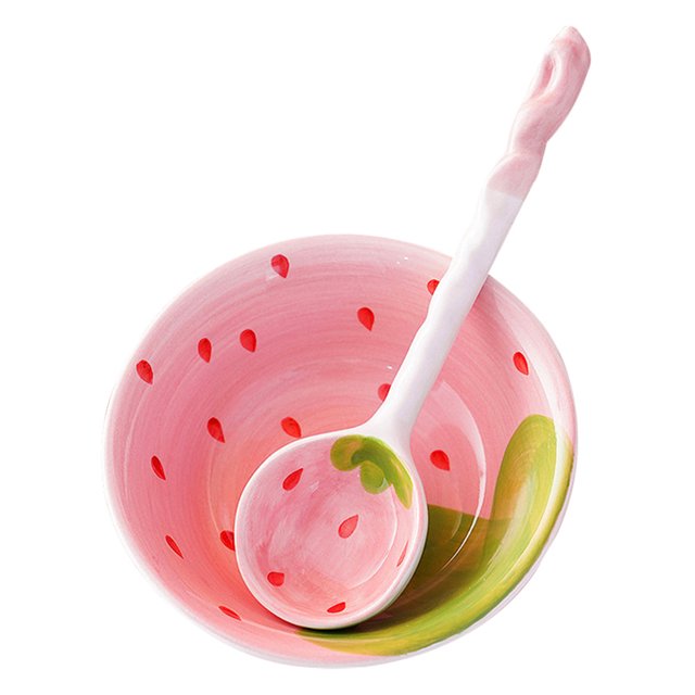 1 juego de frutas creativas de tazón temático kit de cuchara de sopa decorativa tazón de cerámica