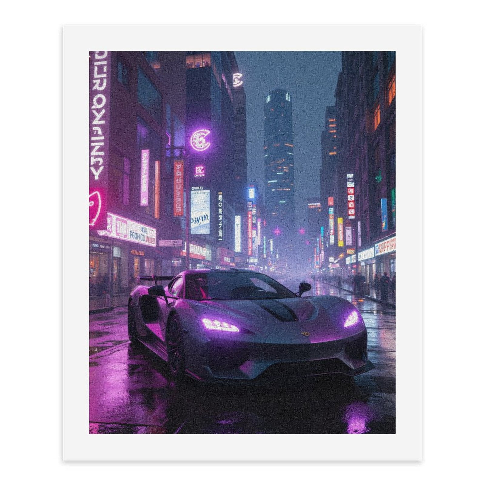 Paint By Numbers Kit for Adults Beginner - Sleek Car Neon City Night Drive DIY Canvas Painting Kits for Adults, Frameless Paint By Number for Adults for Home Wall Decor 16x20 Inch