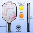thumbnail image 4 of Pickleball Paddles Set Of 2, Fiberglass Surface, Liquid & Marble Print, 4 Balls & Bag, 4 of 5