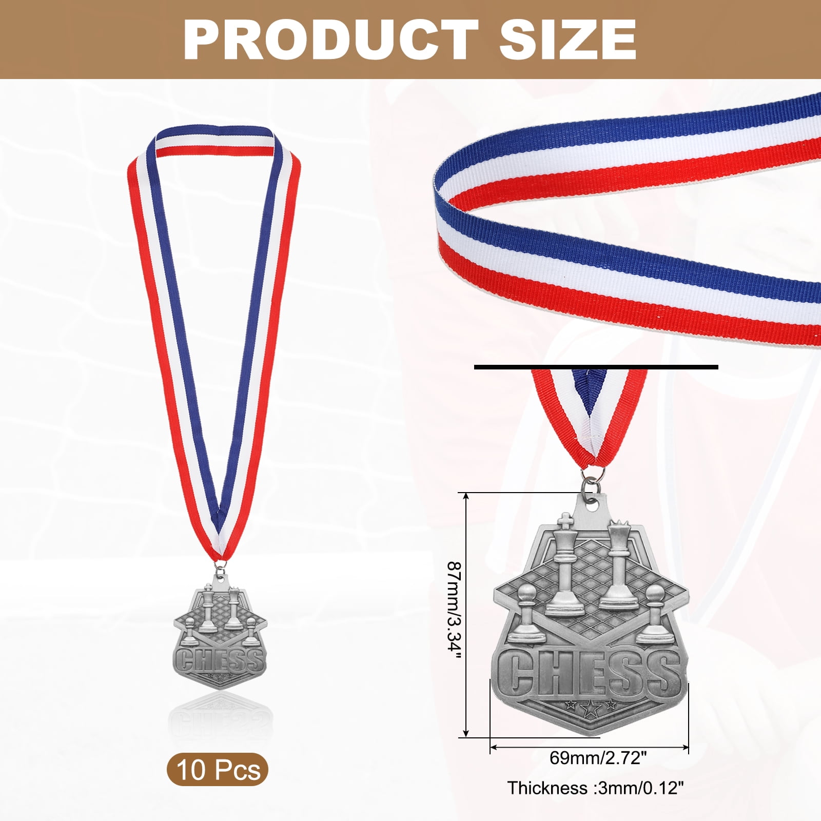 Uxcell Tournament Table Award Medals with Ribbons, Winner Medals Prizes for Competitions Sports Party Silver