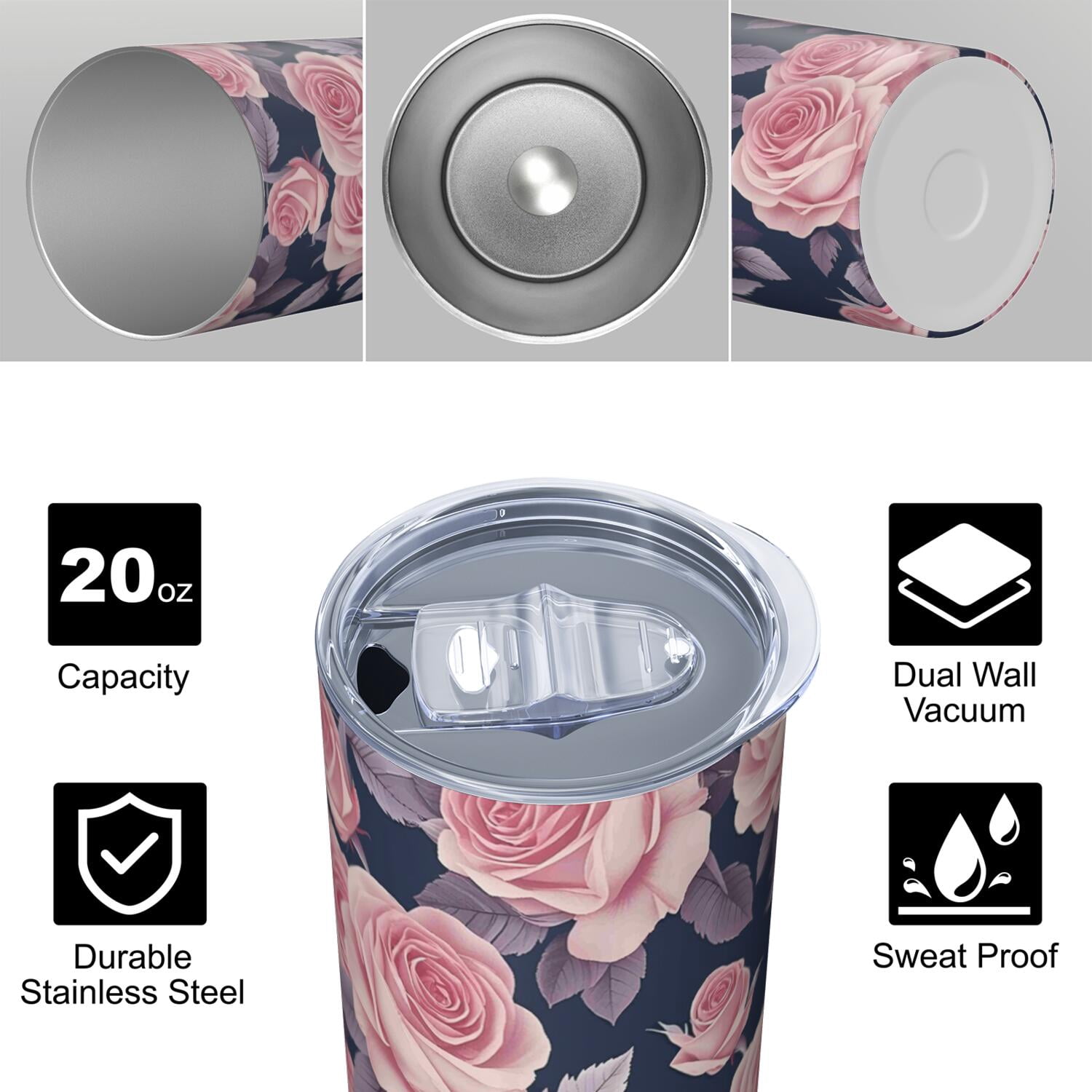 Flower Floral Print Pattern Insulated Lunch Bag for Women and Men, Large Portable Soft Cooler Tote, Thermal Food Storage Bag with Pearl Cotton, 8.66L, 8.75"x5.75"x9.5"