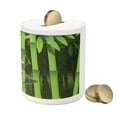 thumbnail image 3 of Animal Piggy Bank, Funny Illustration of Friendly Fun Frog on Stem of the Bamboo Jungle Trees Nature, Ceramic Coin Bank Money Box for Cash Saving, 3.6" X 3.2", Green, by Ambesonne, 3 of 4