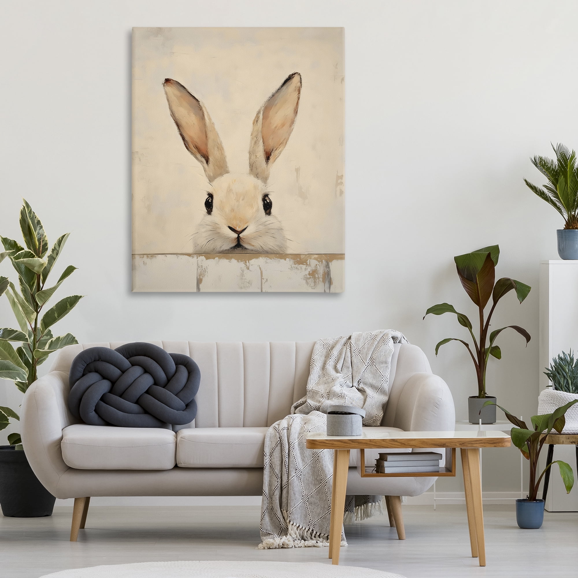 Stupell Industries Peeking Bunny in Soft Neutrals Canvas Wall Art, design by LSR Design Studio