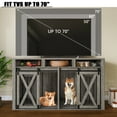 thumbnail image 4 of 63" Double Dog Crate furniture for 2 Large Dogs, Farmhouse Style Dog Cage TV Stand with Sliding Door, Dog Kennel Indoor with Removable Divider, Grey, 4 of 6