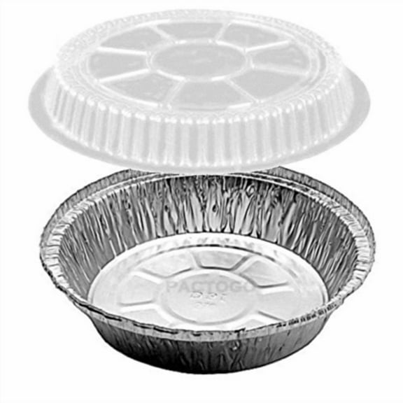 Handi-Foil 7" Round Aluminum Foil Take-Out Pan Containers w/Clear Plastic Dome Lid 500/Pk (pack of 500)