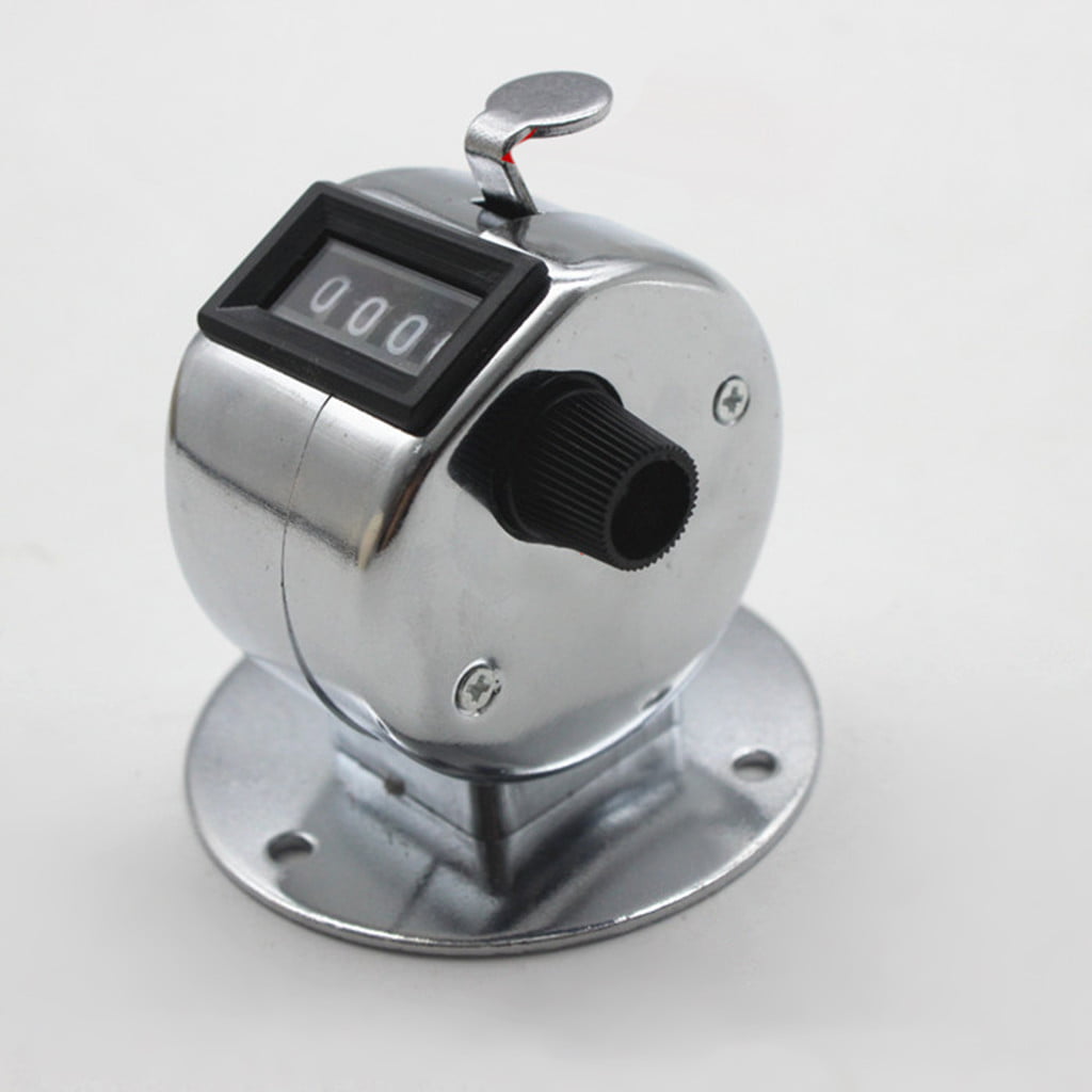 Hand Tally Counter with Base Digit Finger Ring Desktop Silver Tally 4 Digit Palm