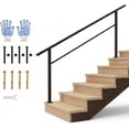 thumbnail image 1 of 6-Step Outdoor Stair Handrail Kit Black Aluminum and Iron Construction Adjustable 0 -45 Angle Easy DIY Installation with All Hardware and Gloves Included, 1 of 8