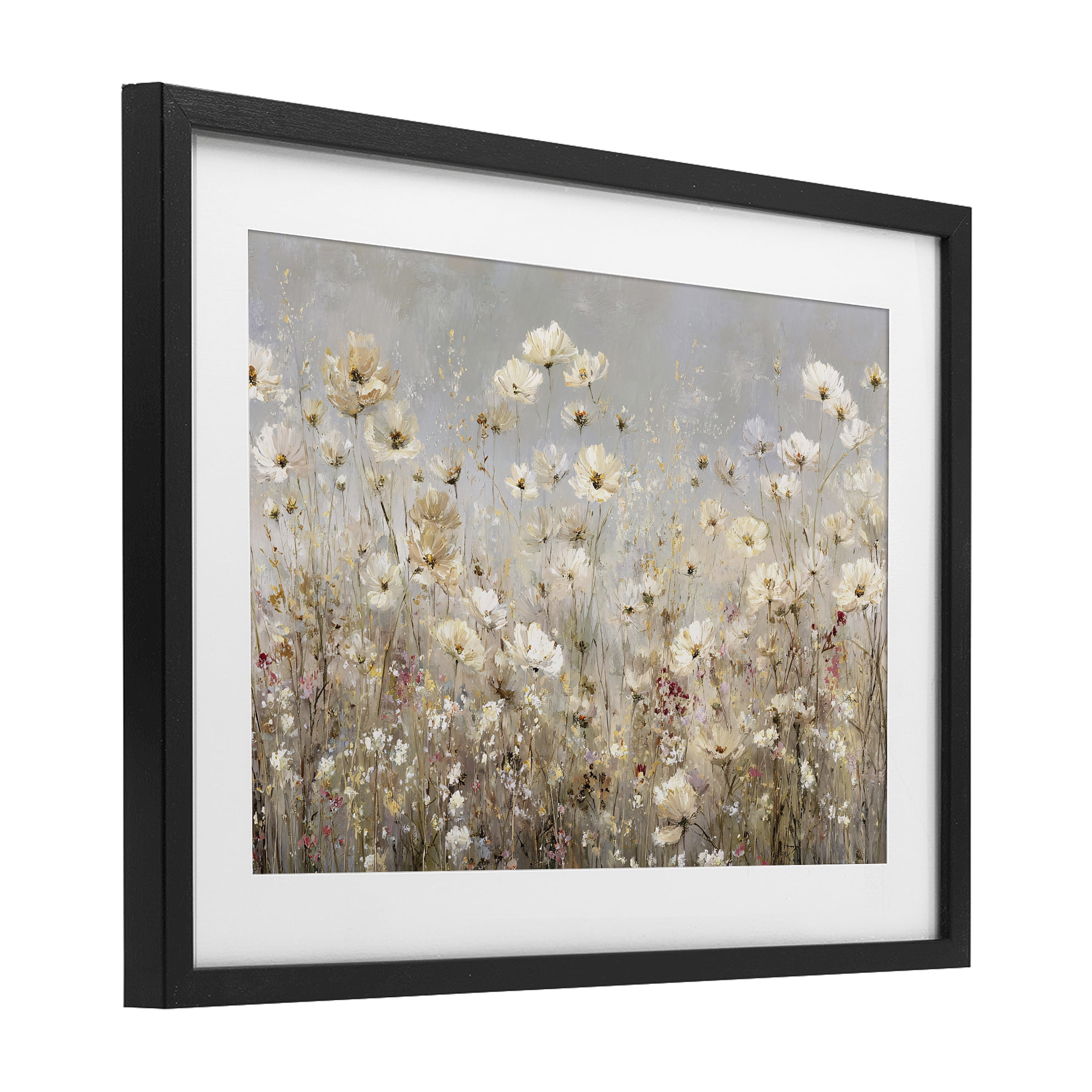 Stupell Industries White Daisy Clusters Meadow Black Framed Print Under Glass, design by Jacky Ngan