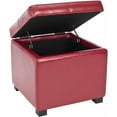 thumbnail image 4 of SAFAVIEH Madison Rustic Solid Flip Top Square Storage Ottoman, Red, 4 of 4