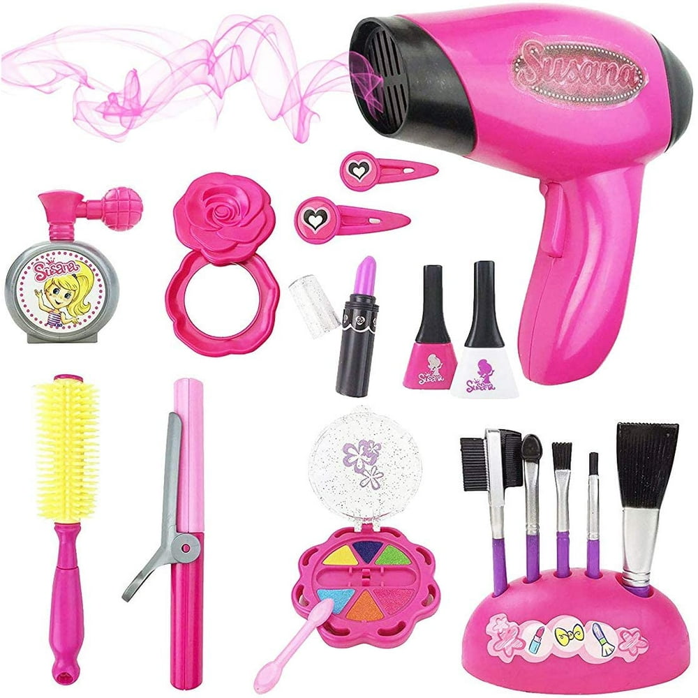 Stylish Girls Pink Beauty Fashion Hair Salon Pretend Play Toy Set (18